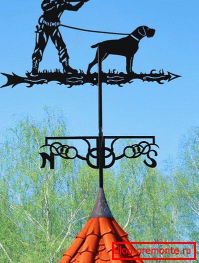 Weathervane ve formě lovce se psem