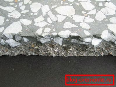 Beton s mramorovými sutinami. Beton s mramorovými sutinami.