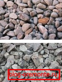 Štěrk a drcený kámen představují velké agregáty v betonu.