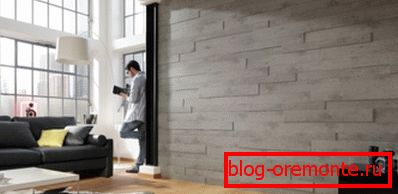 Betonové stěnové panely z MDF pro vnitřní dekoraci obytného prostoru v interiéru. Betonové stěnové panely z MDF pro vnitřní dekoraci obytného prostoru v interiéru.