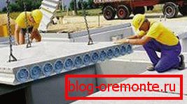 Montáž betonových podlahových desek. Montáž betonových podlahových desek.