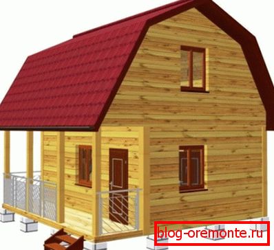 Na fotografii je 3D model lázně na beton-betonové základně, s terasou a podkroví Na fotografii je 3D model lázně na beton-betonové základně, s terasou a podkroví