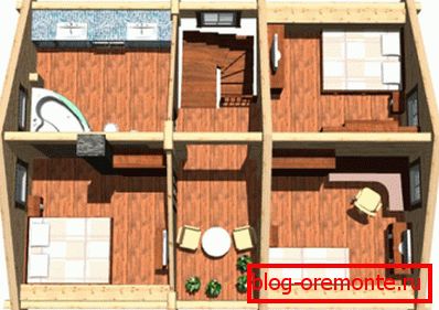 Volumetrický 3D model vnitřního uspořádání druhého patra Volumetrický 3D model vnitřního uspořádání druhého patra