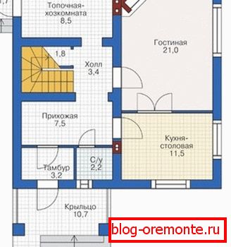 Standardní projekt domu z pěnobetonových bloků PB-123 Standardní projekt domu z pěnobetonových bloků PB-123