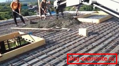 Umístěte beton na strop s vyztužením Umístěte beton na strop s vyztužením